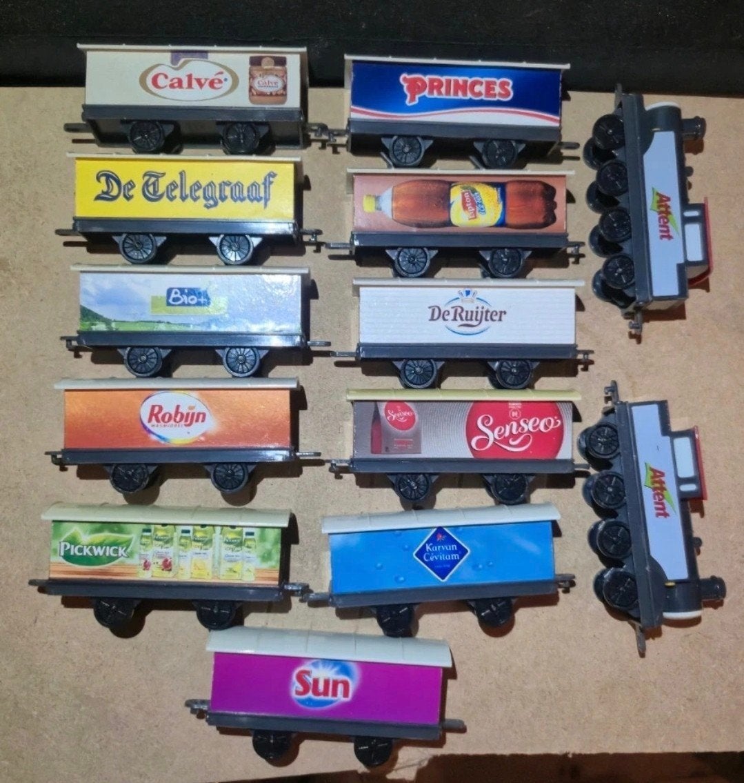 Attent Reclame Treinwagons - Diverse Merken (13 stuks), Ophalen of Verzenden