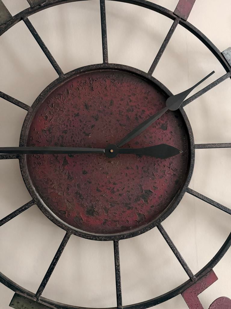 Ptmd Grote Industriële Wandklok - Stoer Design, Huis en Inrichting, Woonaccessoires | Klokken, Ophalen, Gebruikt, Analoog, Wandklok
