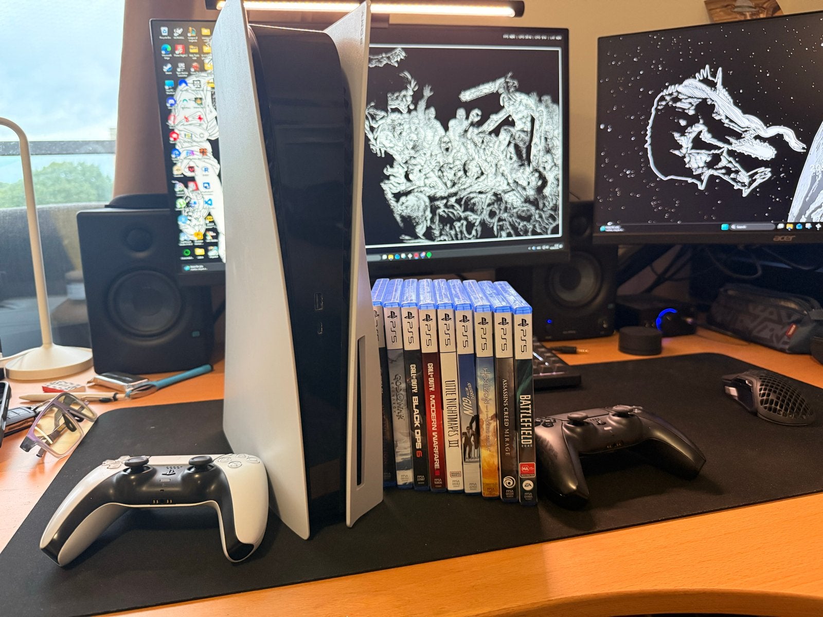 PlayStation 5 Disc Edition met 2 controllers en 9 games, Ophalen of Verzenden, Zo goed als nieuw, Playstation 5