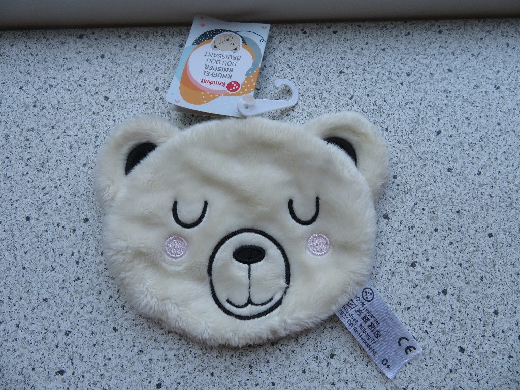 Knisperdoekje Beer merk Bambino van Kruidvat wit velours, Ophalen of Verzenden, Zo goed als nieuw, Beer, Wasbaar