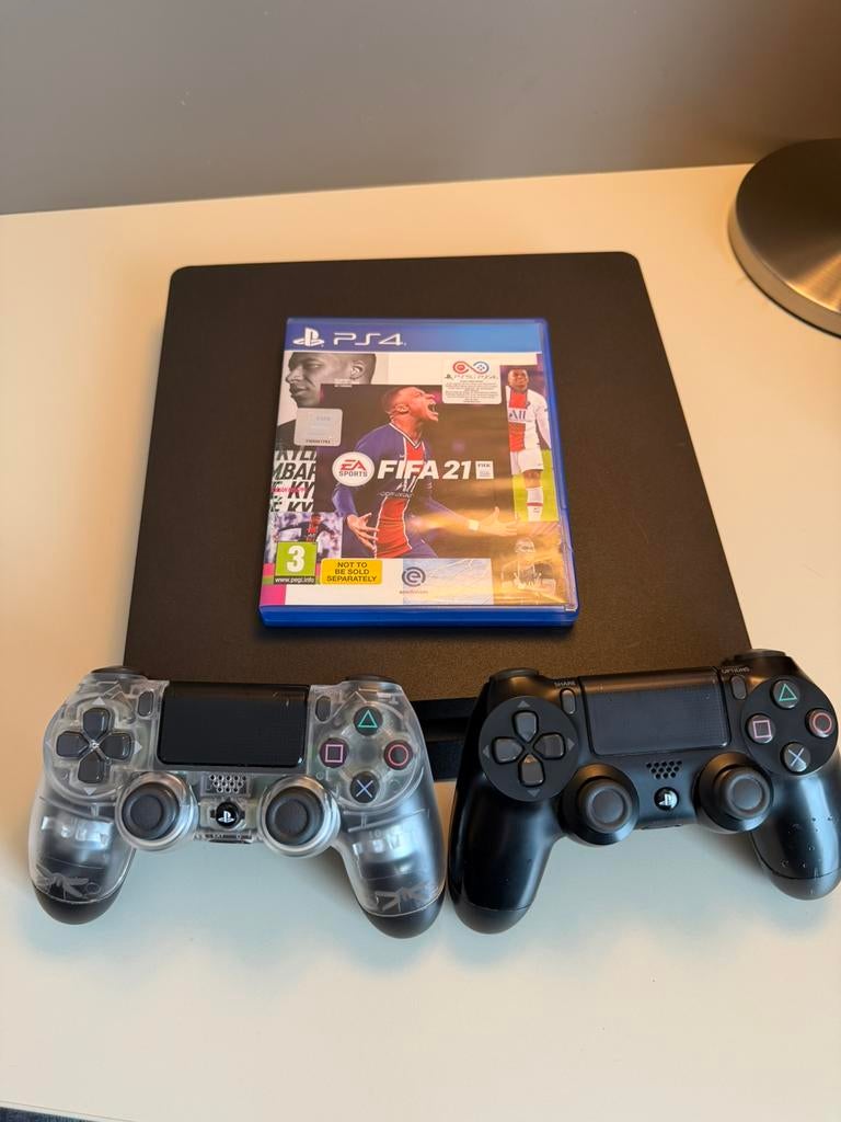 spelconsole ps 4 slim 500gb, 2 gamepads, controllers, Spelcomputers en Games, Spelcomputers | Sony PlayStation 4, Ophalen, Met 2 controllers