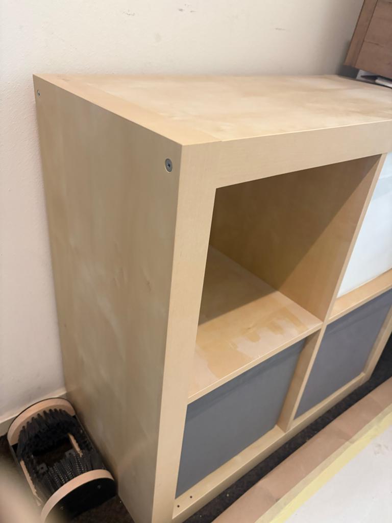 IKEA Kallax Kast met 4 vakken en opbergboxen, Ophalen of Verzenden, Zo goed als nieuw