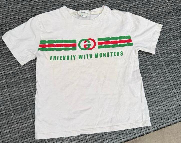 Gucci T-shirt 'Friendly with Monsters' - Wit (maat 10), Ophalen of Verzenden, Gebruikt, Jongen of Meisje