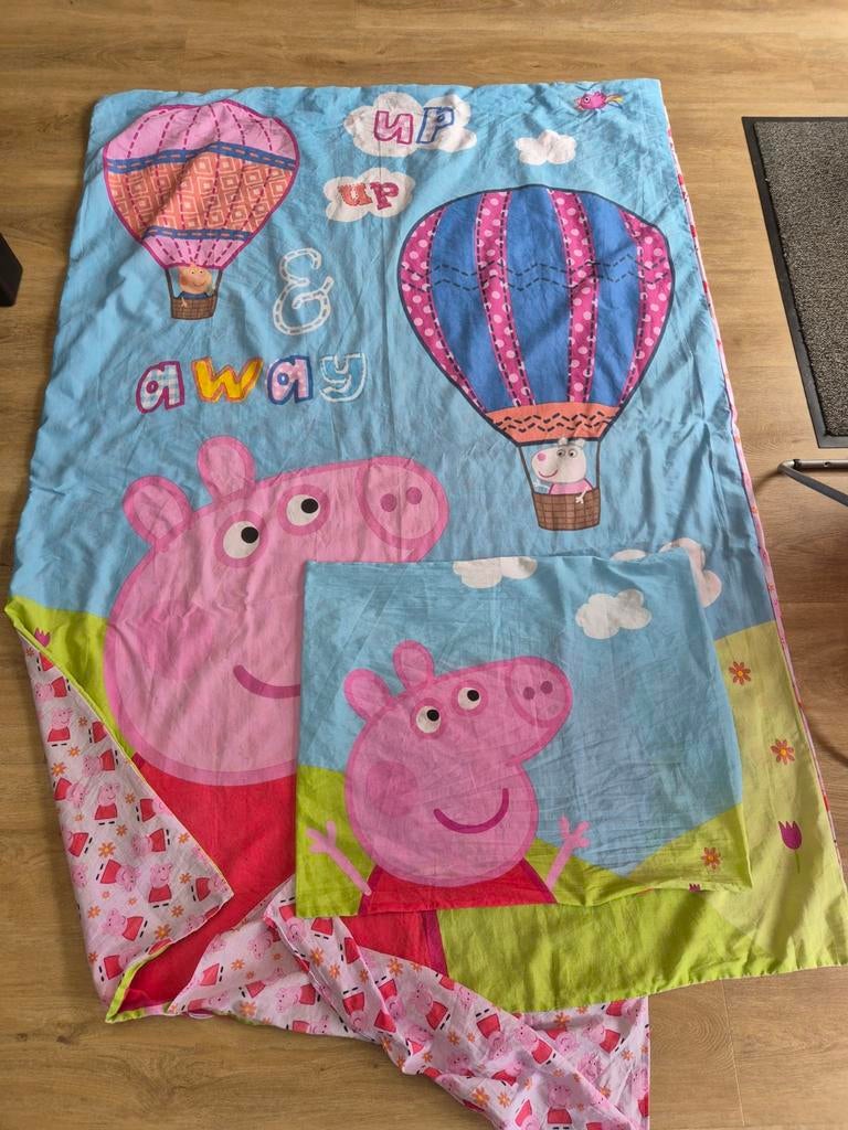 Peppa Pig dekbedovertrek met kussensloop, Ophalen of Verzenden, Gebruikt, Roze, Dekbedovertrek