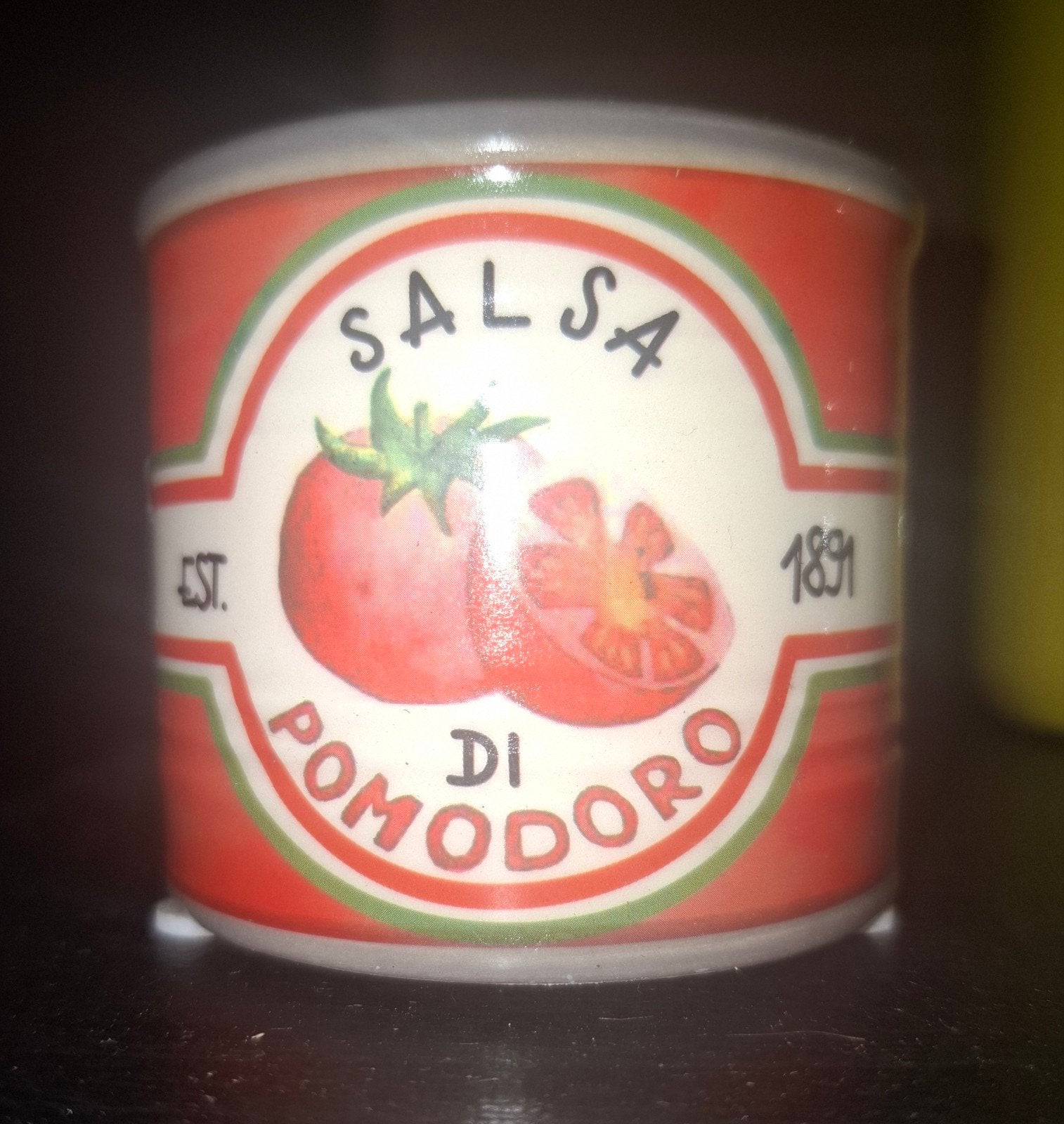 Klein rond rood wit Italiaans sierpotje, bloempotje, Ophalen, Rond, Zo goed als nieuw, Balkon