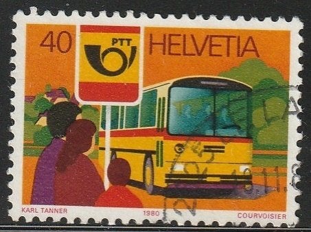 Zwitserland 1980 1181 Postautobus, Gest, Ophalen of Verzenden, Gestempeld
