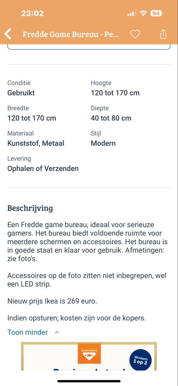 IKEA Fredde Gaming Bureau - Zwart, Zo goed als nieuw, Ophalen of Verzenden, Zo goed als nieuw, IKEA, Gamingbureau