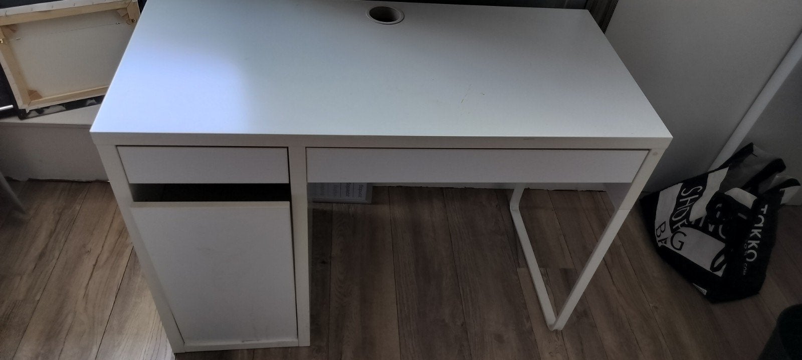 Wit bureau met lade en kastje - Gebruikt, Huis en Inrichting, Ophalen, Met lades, Gebruikt, Spaanplaat of MDF