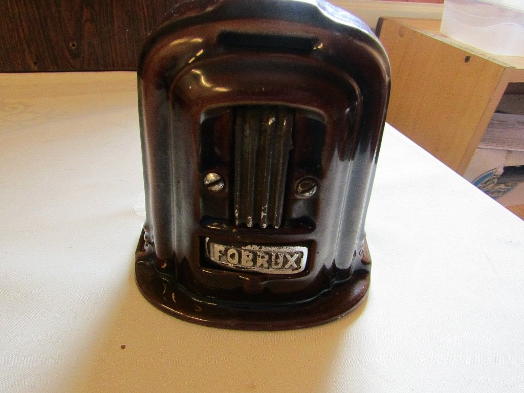Vintage Fobrux spaarpot - Bruin keramiek, Verzamelen, Retro, Ophalen of Verzenden, Huis en Inrichting