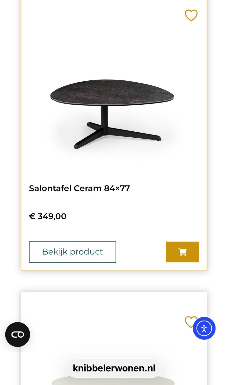 Knibbeler salon tafel, Ophalen, 100 tot 150 cm, 50 tot 100 cm, Zo goed als nieuw