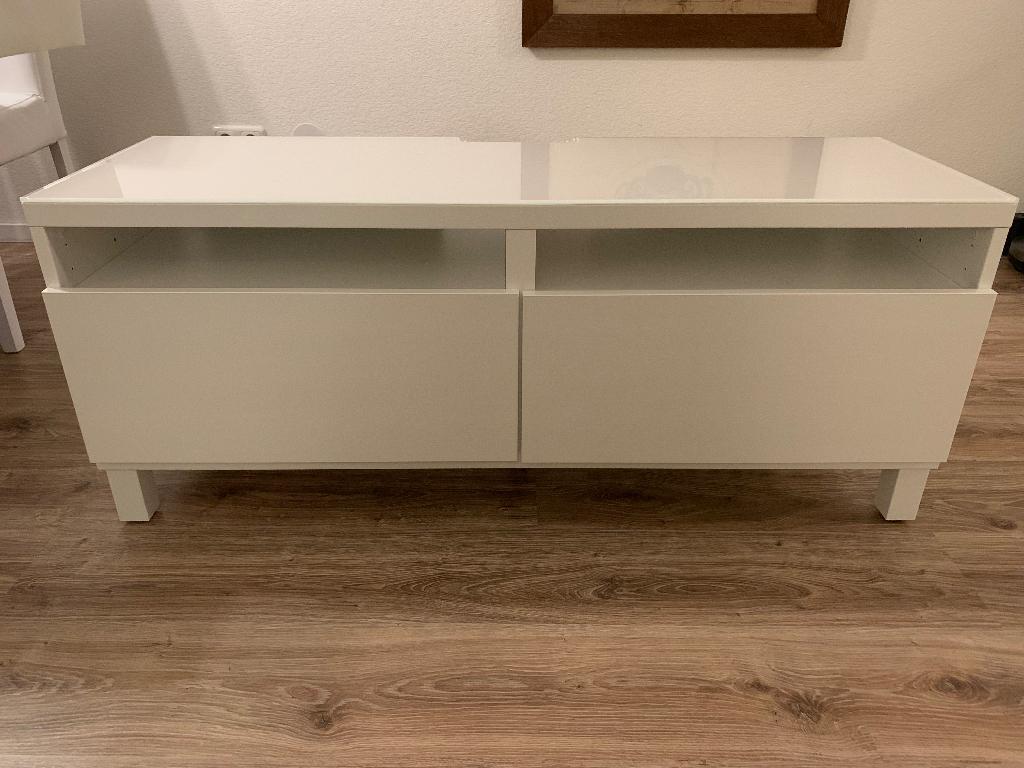Tv meubel IKEA Besta, Ophalen, Glas, 150 tot 200 cm, Zo goed als nieuw