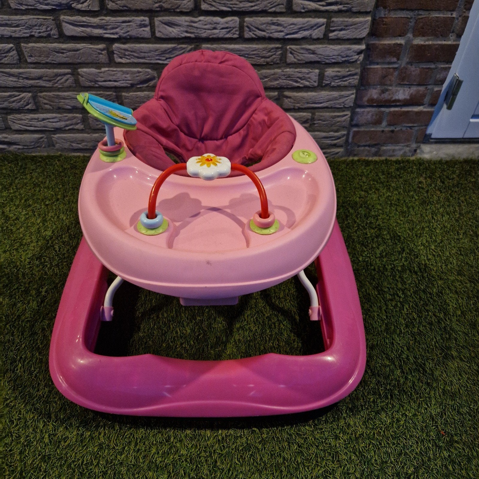 Roze baby loopstoel met speelgoed, Ophalen of Verzenden, Gebruikt