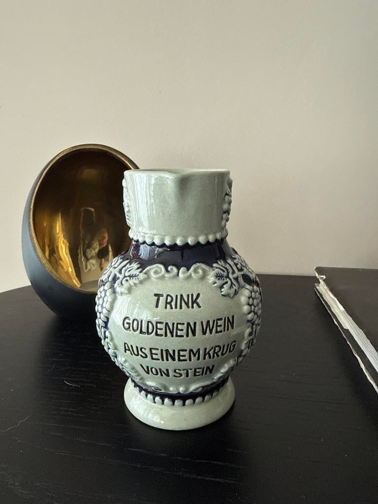 Vintage West Germany keramieken karaf met druivenmotief, Antiek en Kunst, Ophalen of Verzenden