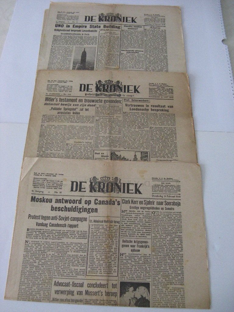 De Kroniek 21 februari 1946 3 Kroniek etc., Ophalen of Verzenden, 1940 tot 1960, Krant