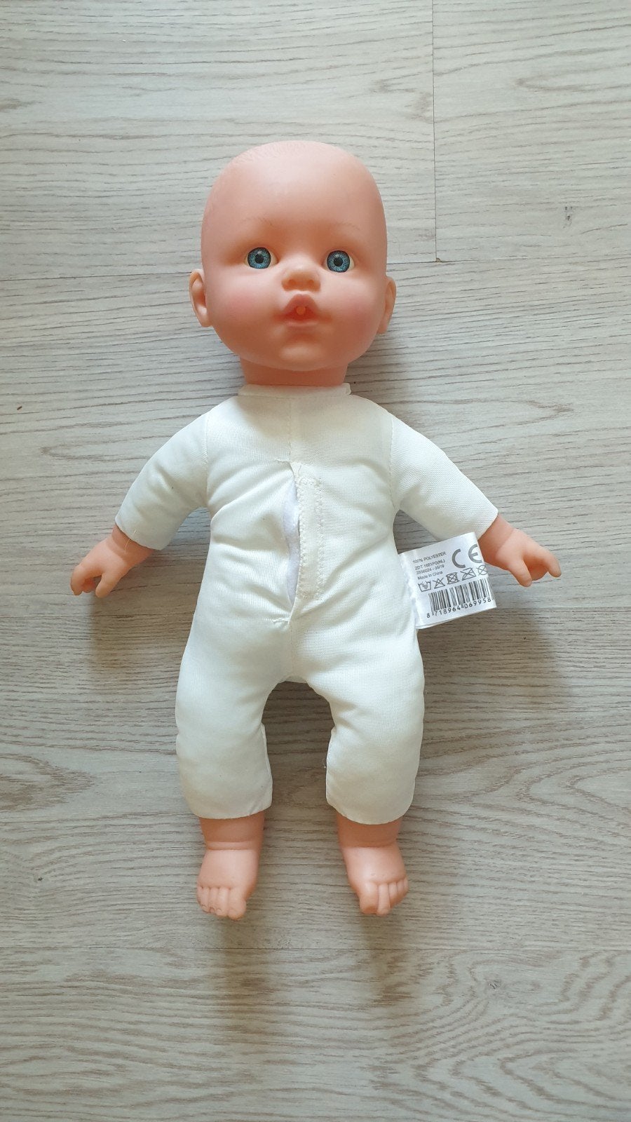 Realistische Babypop 40 cm met Blauwe Ogen en Kleding, Ophalen of Verzenden, Babypop