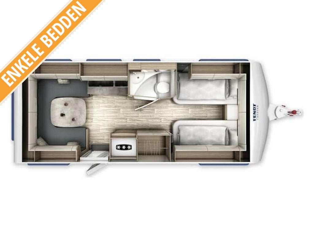 Fendt Tendenza 550 SG 2027 HAGEL BESTENDIG DAK!, Caravans en Kamperen, Serviceluik, Standaardzit, 2 aparte bedden, Bedrijf