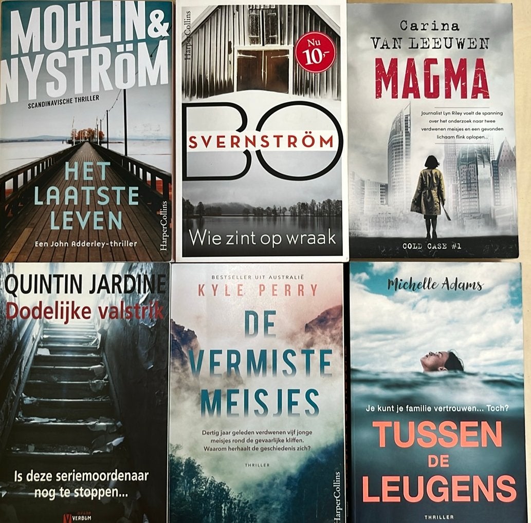 6 thrillers, oa Kyle Perry,Mohlin & Nystrom, Quintin Jardine, Ophalen of Verzenden, Zo goed als nieuw