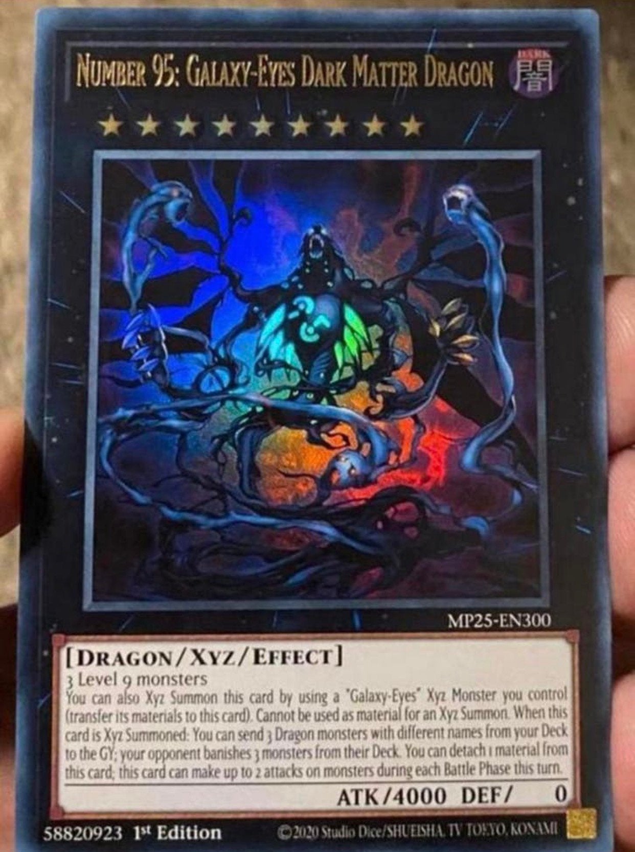 Yu-Gi-Oh! Number 95:Galaxy Eyes Dark Matter Dragon MP25 Mint, Ophalen of Verzenden, Zo goed als nieuw, Losse kaart, Foil