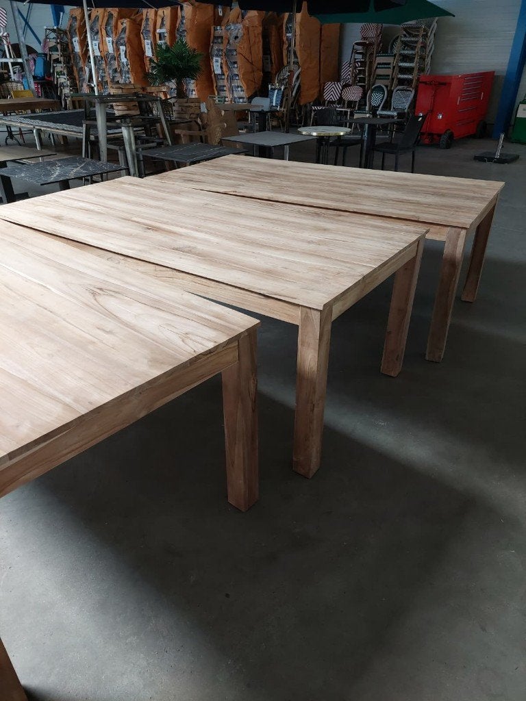 DesignTeak tafel 200 x 100 cm onbehandeld 1e klasse, Ophalen, Modern, design, retro, vintage, nostalgisch, 100 tot 150 cm, Teakhout