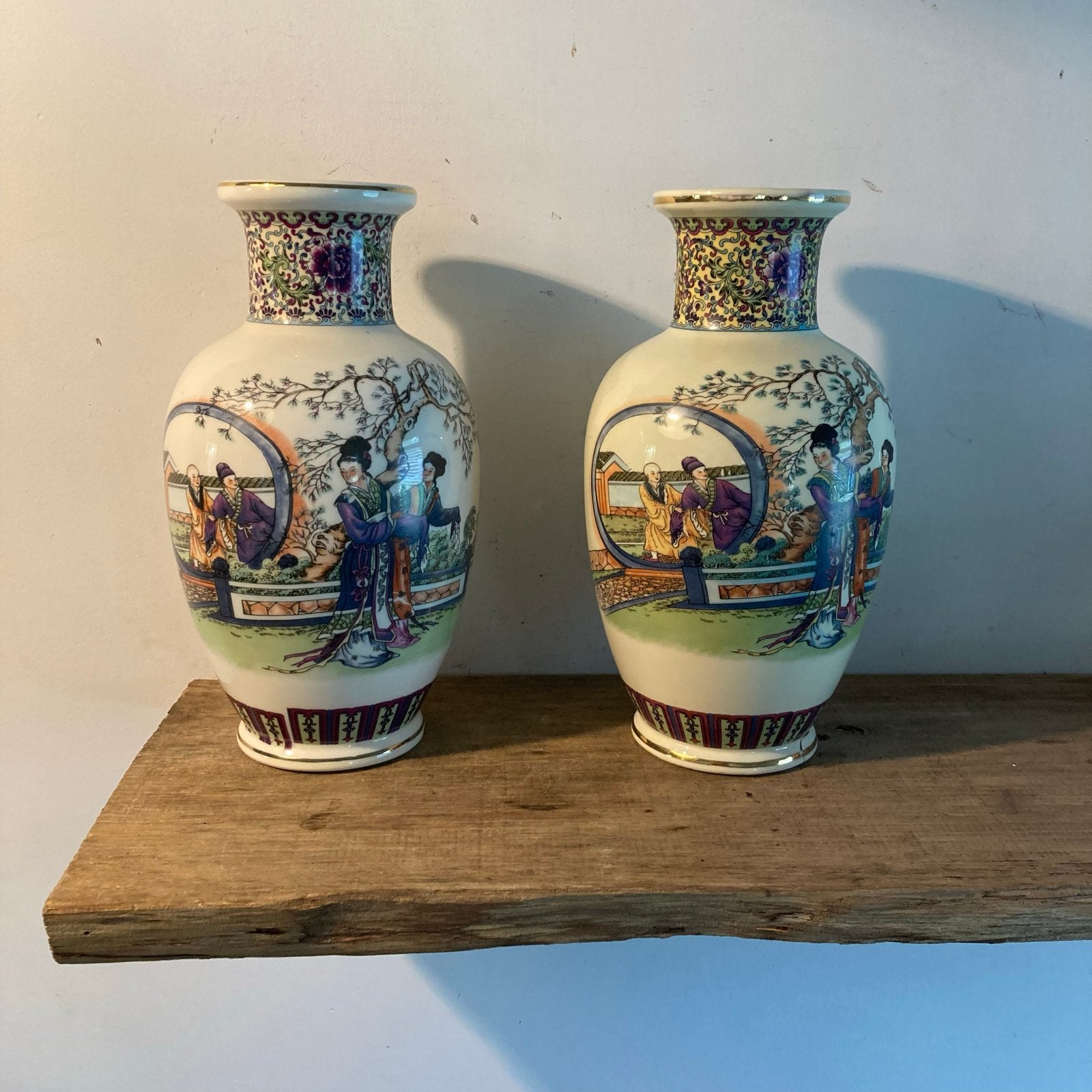 Vintage Chinese Famille Rose Vazen - 26 cm hoog, Ophalen of Verzenden