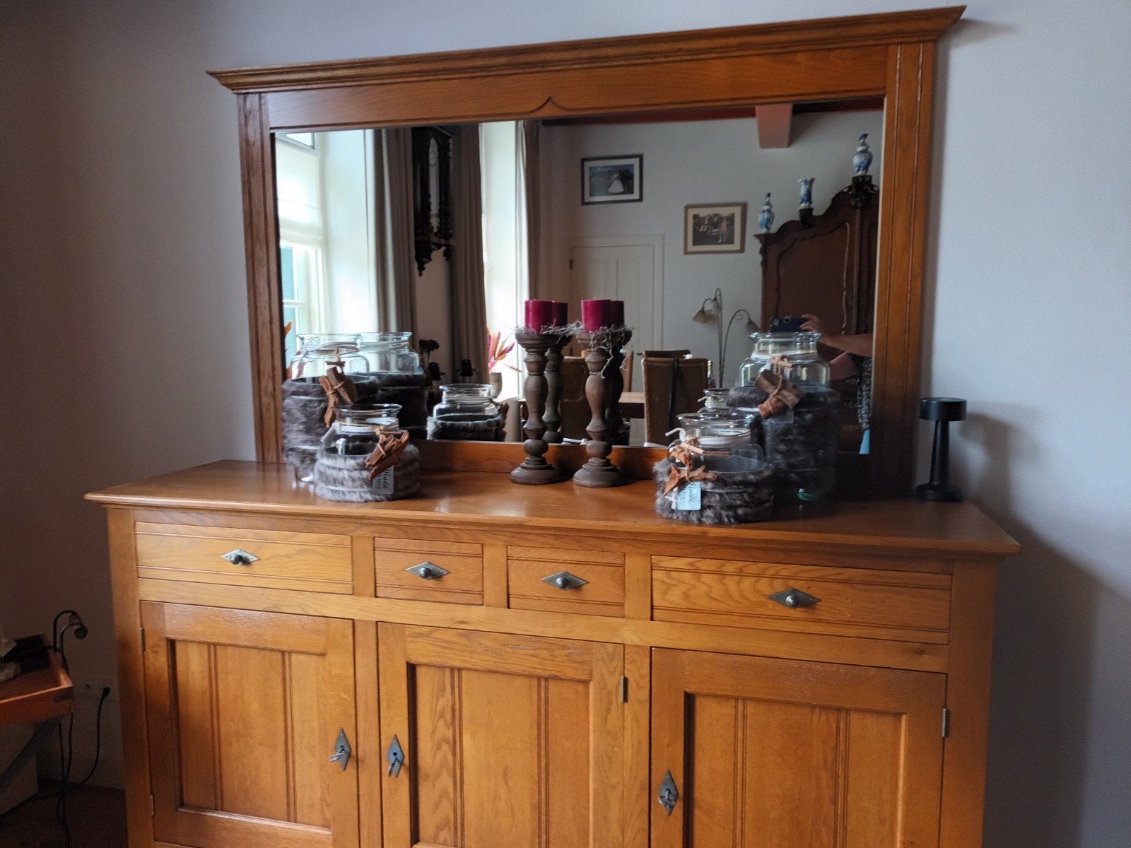 Salontafel, televisiekast en dressoir antiek eiken., Ophalen, Gebruikt, 100 tot 150 cm, Eikenhout