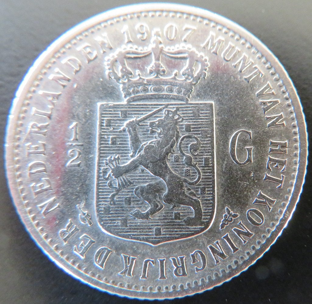 Halve Gulden 1907, ½ gulden, Verzenden, Zilver, Koningin Wilhelmina