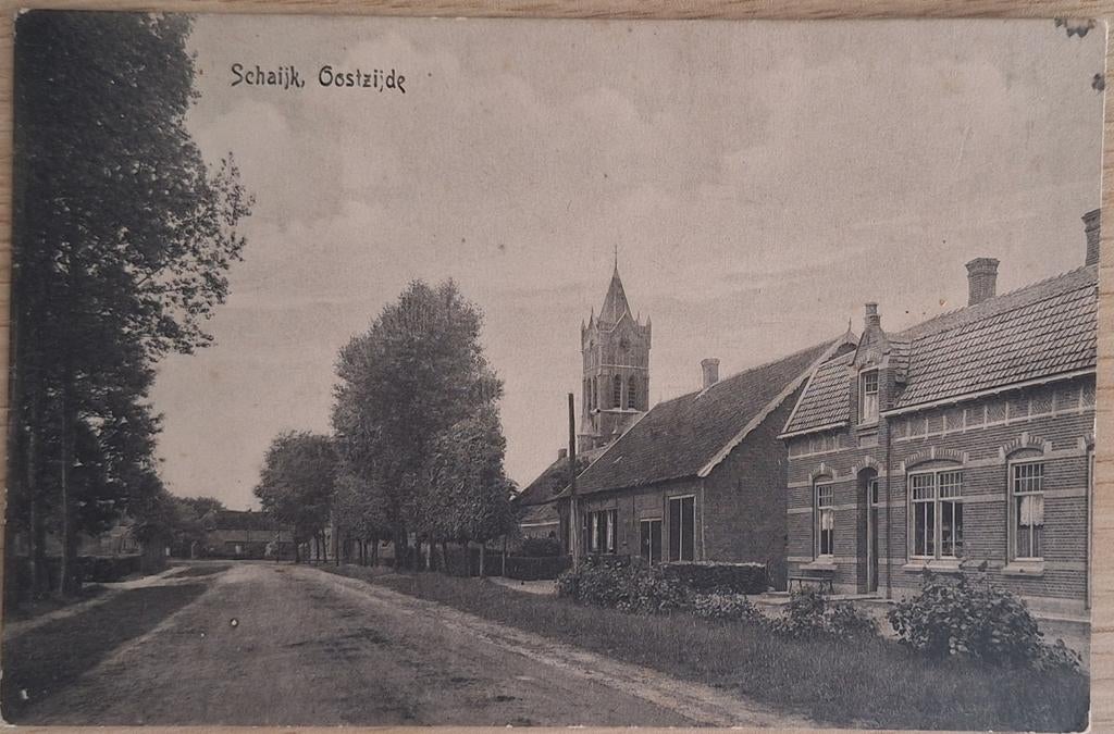 Oude ansichtkaart Schaijk centrum, kerk, dorpspomp, 1915, Ophalen of Verzenden, Voor 1920