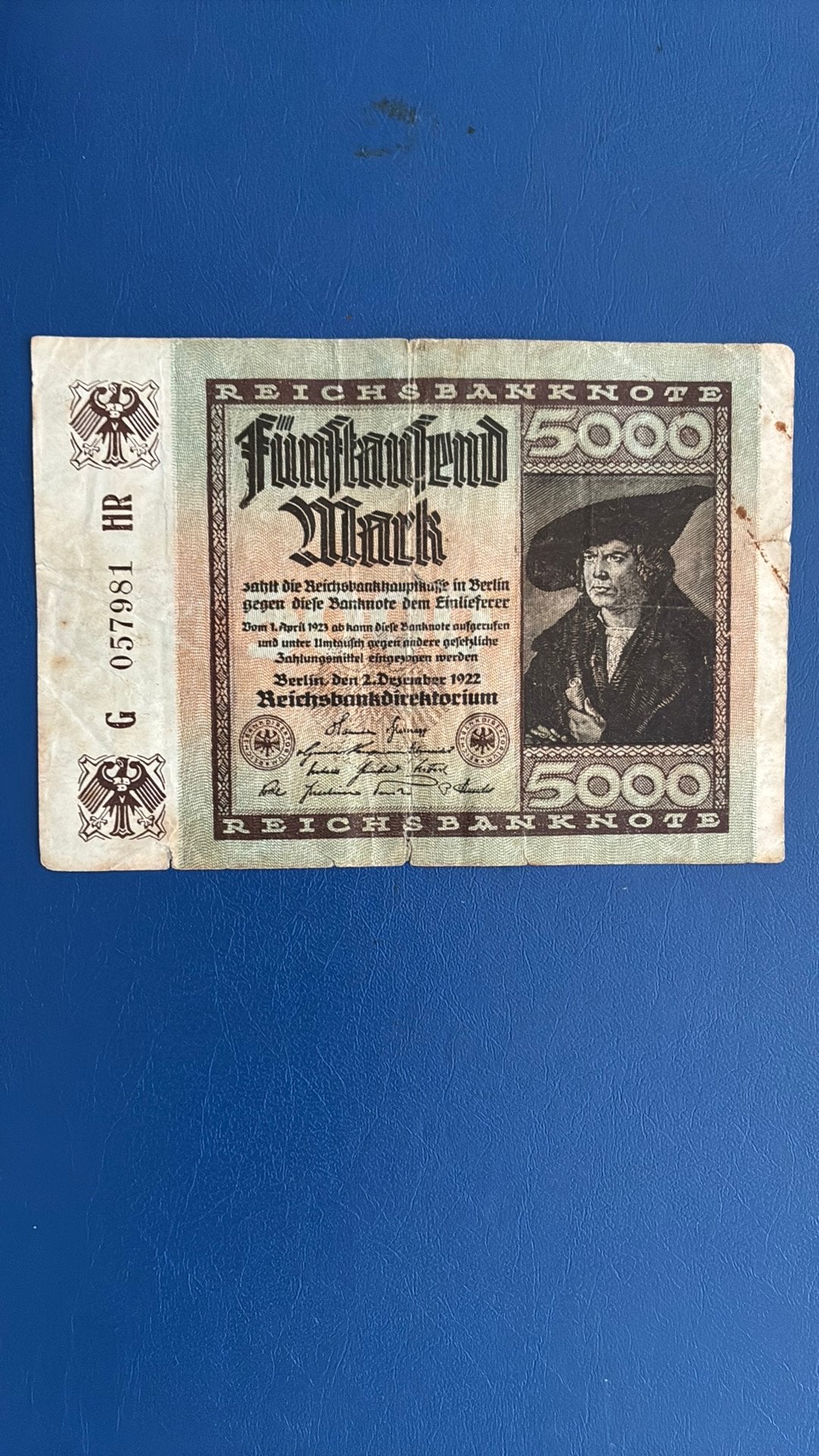 Duitsland 5000 mark 1922, Ophalen of Verzenden