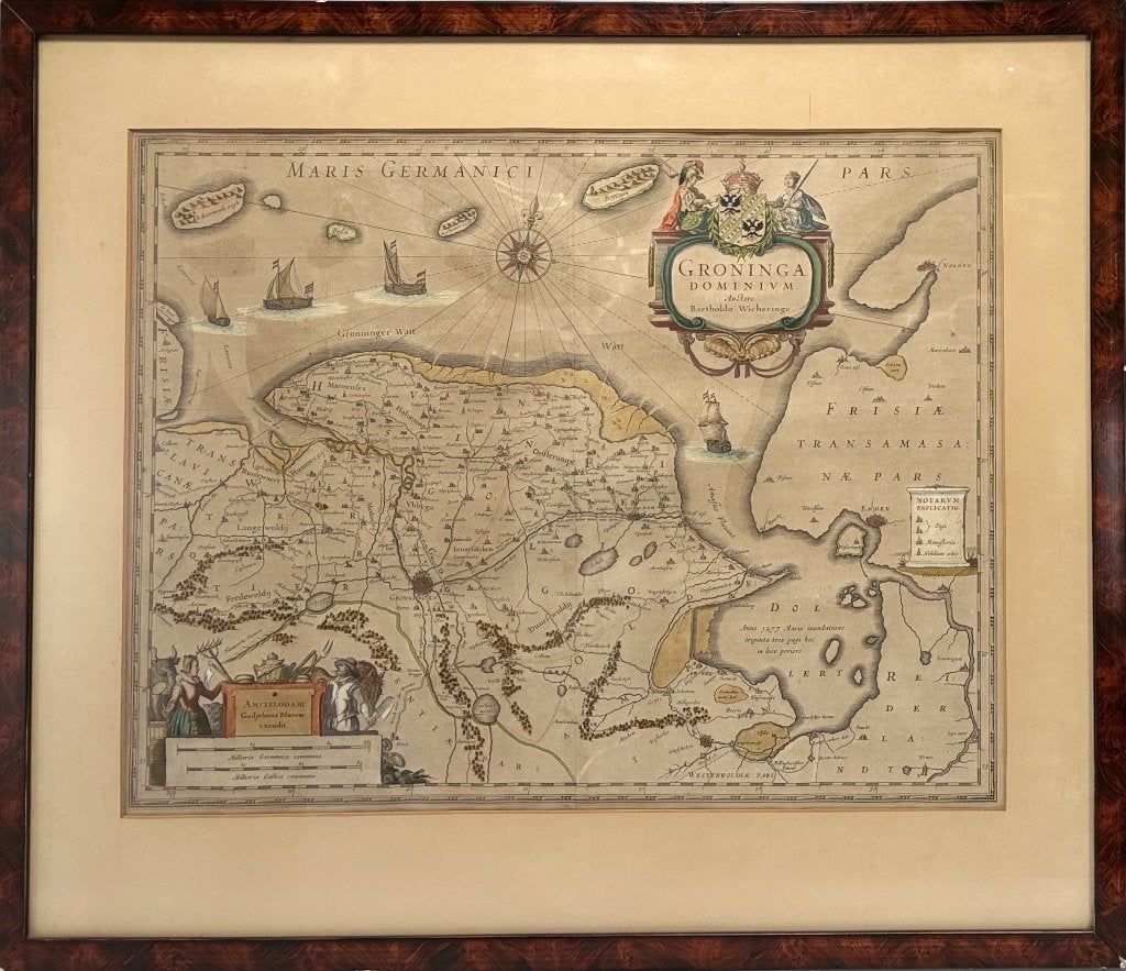 51. Kopergravure "Groninga Dominium", 1638–1640, Gelezen, Ophalen of Verzenden, Landkaart, 1800 tot 2000