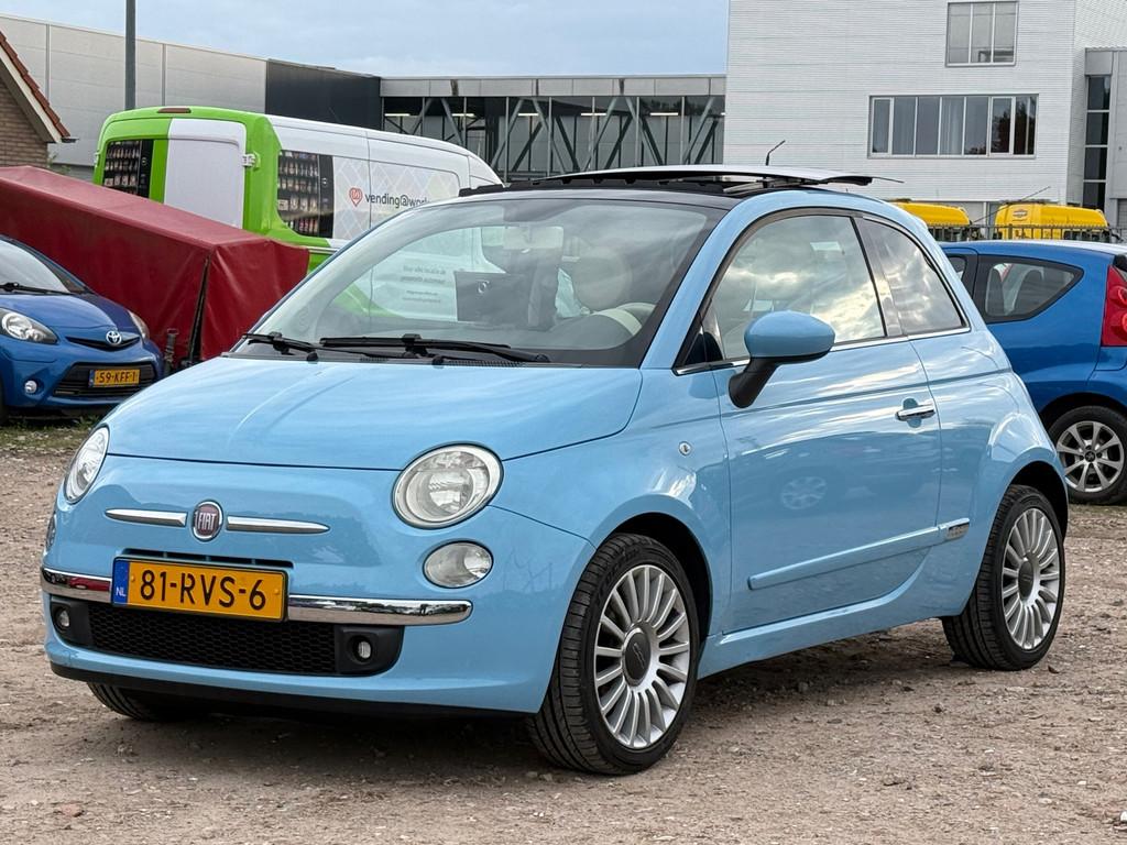 Fiat 500 1.2 Lounge/PANO/BABYBLAUW, Auto's, Euro 5, Gebruikt, 1242 cc, 4 cilinders