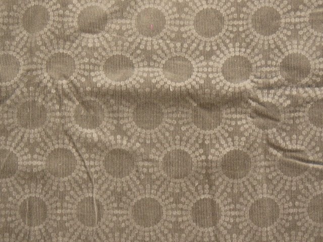 Vintage lap stof khakigroen babyrib met cirkelprints NIEUW, Nieuw, Ophalen of Verzenden, 30 tot 120 cm, Katoen