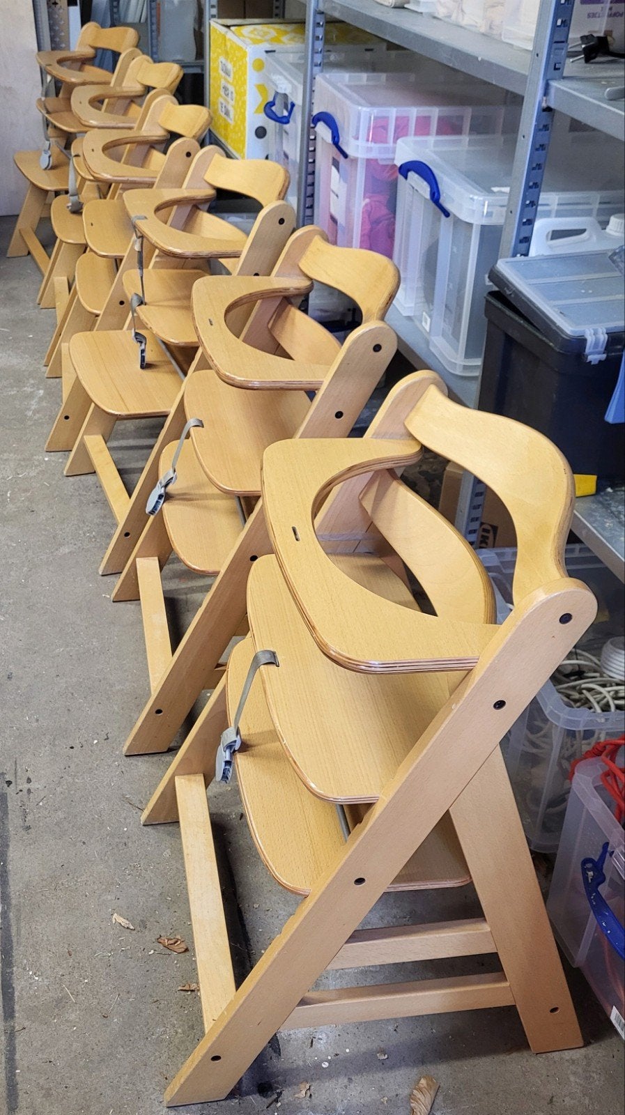 Partij van 10 nette houten kinderstoelen, Kinderen en Baby's, Ophalen, Gebruikt, Overige typen, V