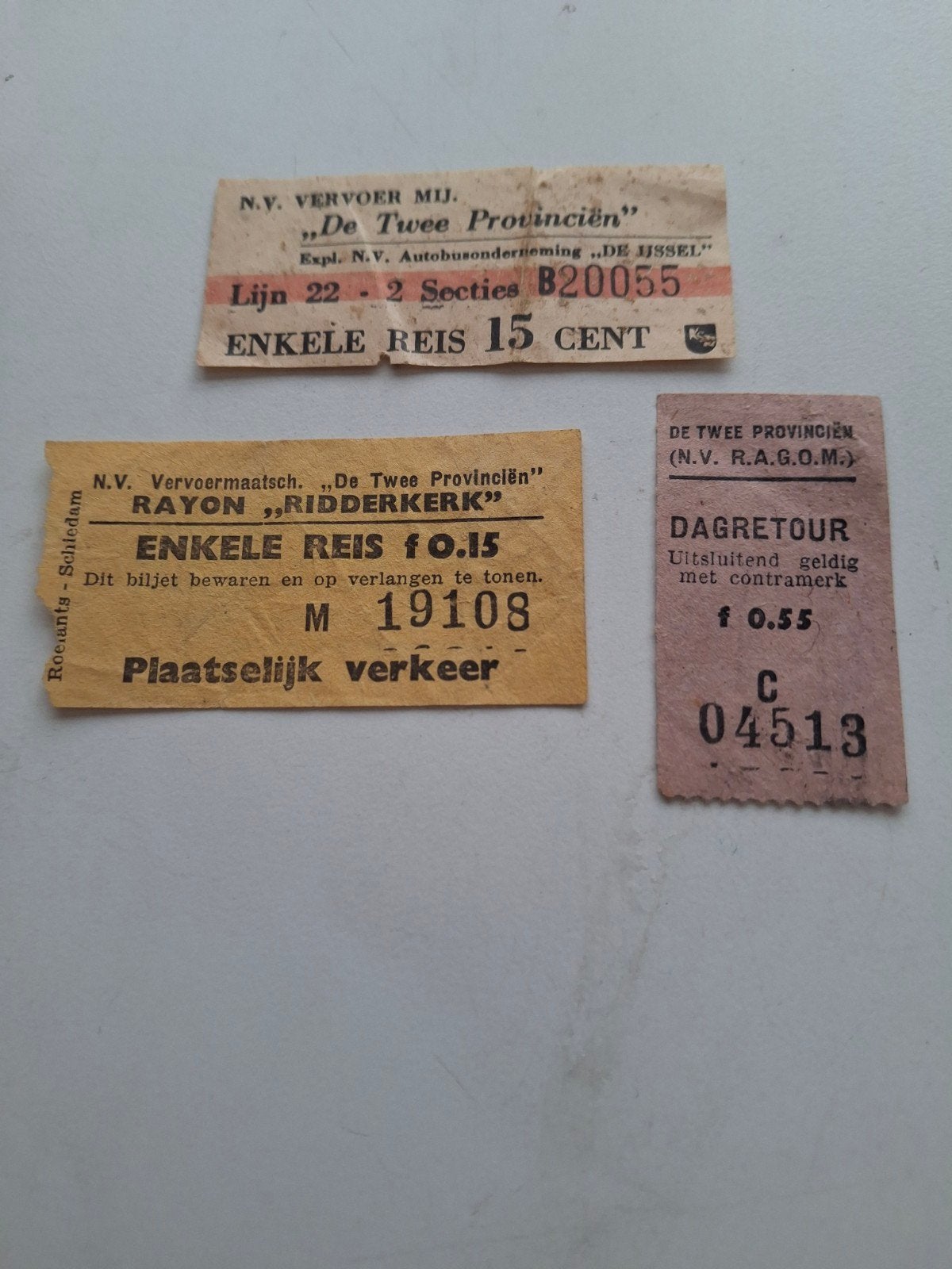 3 verschillende kaartjes"Twee Provinciën", Ophalen of Verzenden, Overige typen