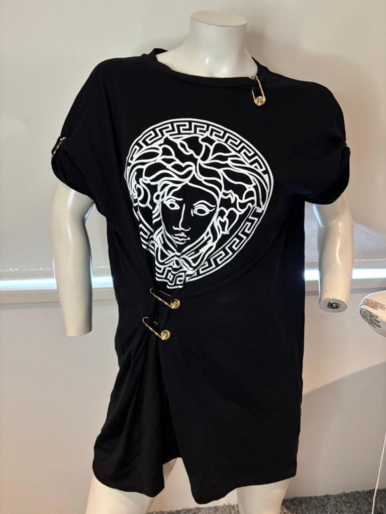Versace lange shirt met spelden - Maat 36, ., Zwart, Ophalen of Verzenden, Zo goed als nieuw