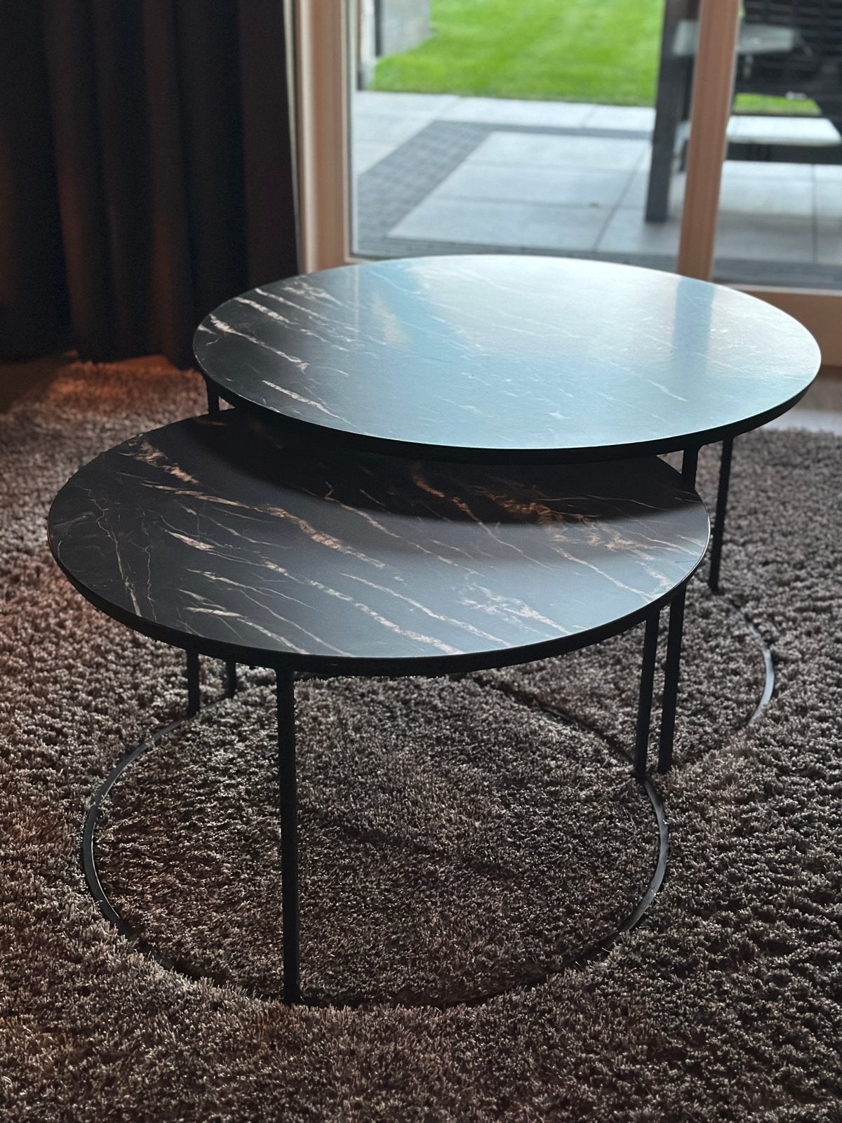 Salontafel set Marmer Zwart, Huis en Inrichting, Ophalen, Overige materialen, 50 tot 100 cm, Rond