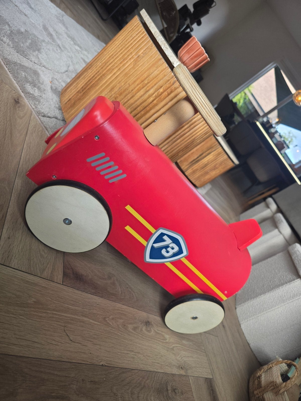 Houten loopauto raceauto race wagen auto peuter speelgoed, Ophalen, Zo goed als nieuw