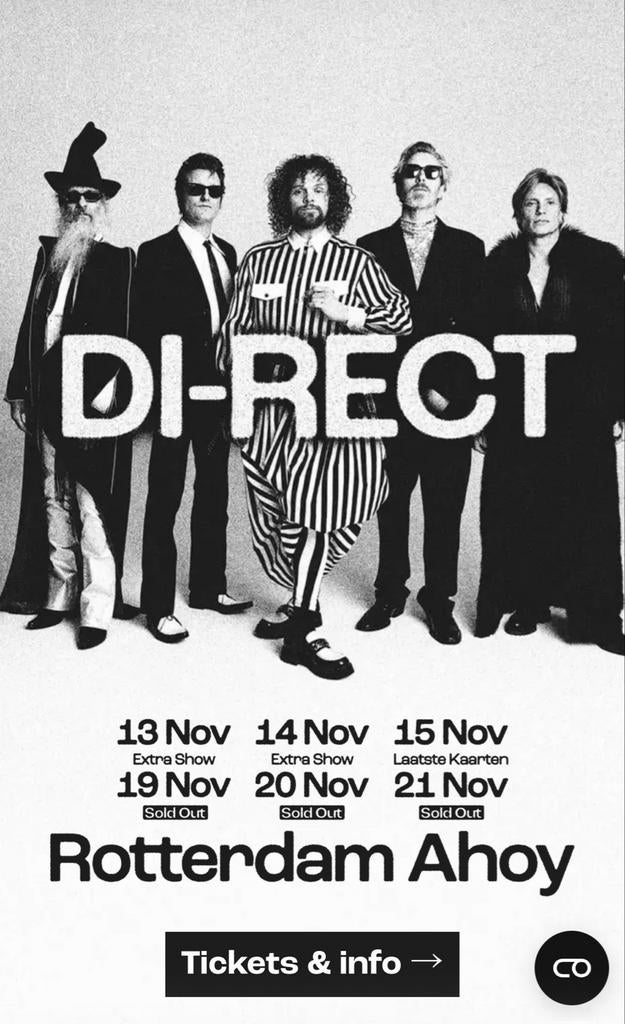 Ruilen of overnemen: Di-rect in Ahoy, Tickets en Kaartjes, Twee personen, November
