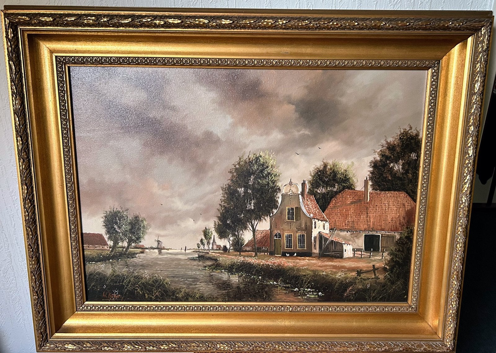 Schilderij Landschap Willem Kroon, Ophalen, Landschap, Doek