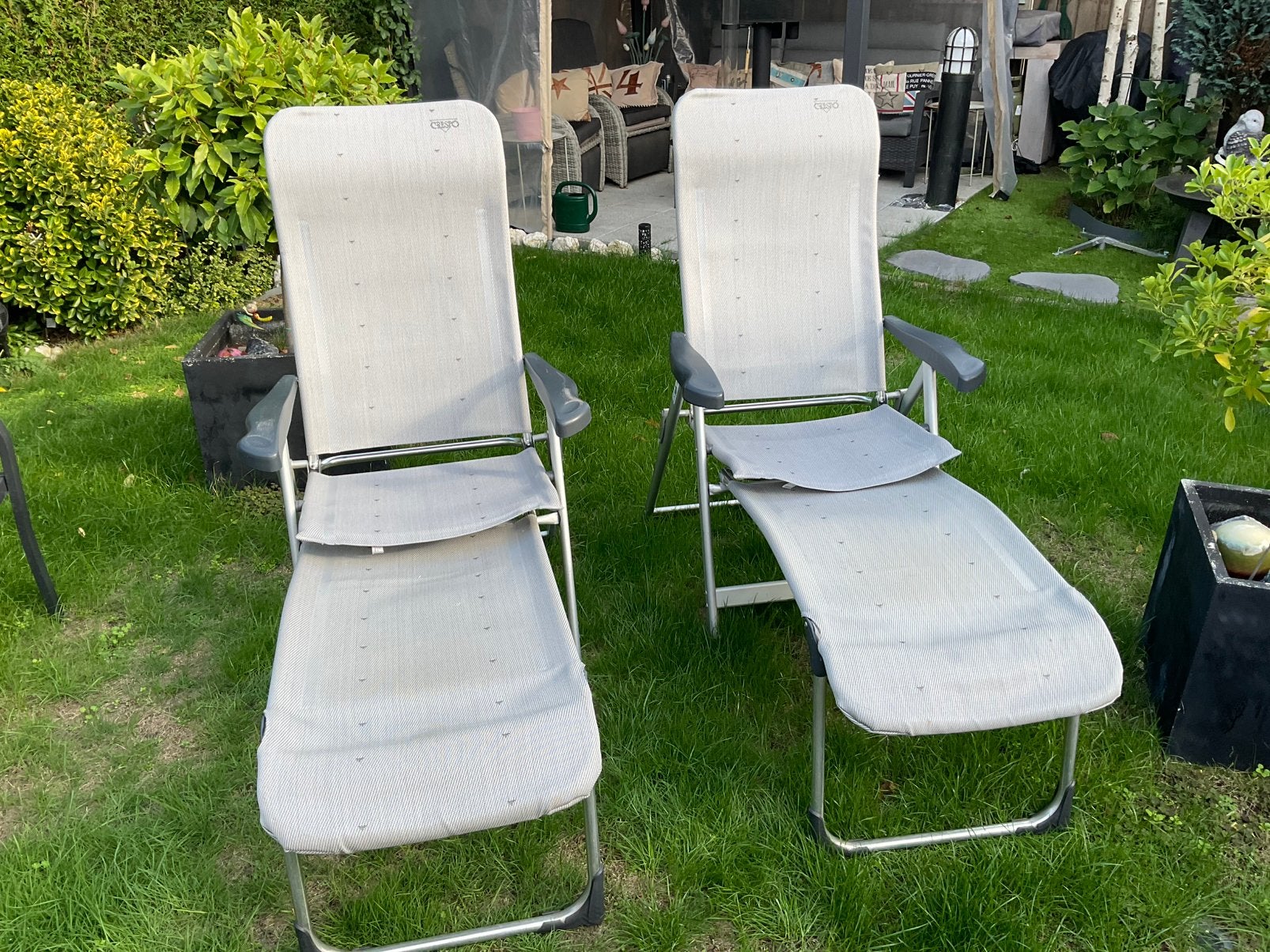 Crespo camping/relax stoel met voetensteun 2 stuks, Caravans en Kamperen, Ophalen, Gebruikt, Campingstoel