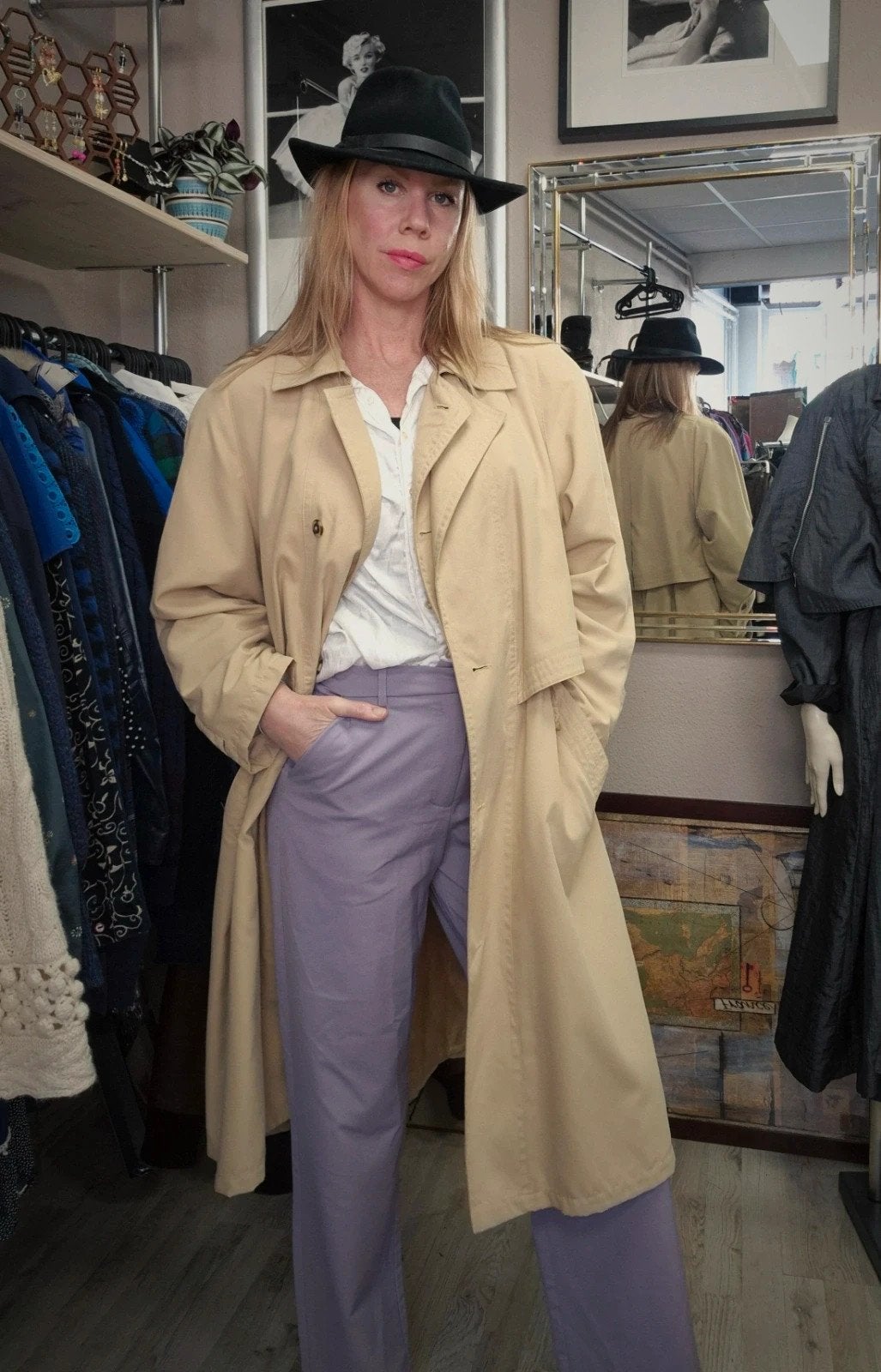 Jaren 90 trenchcoat 38/40/42, Kleding | Dames, Beige, Maat 42/44 (L), Ophalen of Verzenden, Zo goed als nieuw