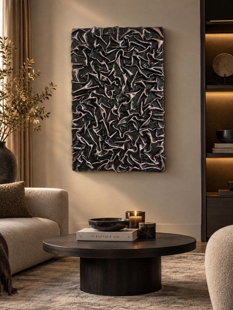 Handgemaakte 3D Wandkunst – Textiel Reliëf 4060 cm, Ophalen of Verzenden