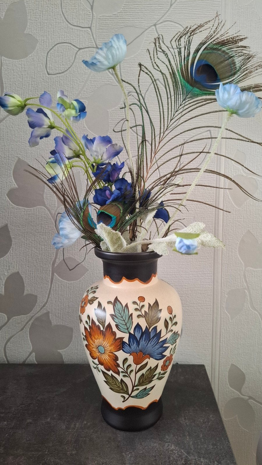 Flora Gouda Plateel Holland vaas, Ophalen of Verzenden, Zo goed als nieuw, Meerkleurig, 22 cm