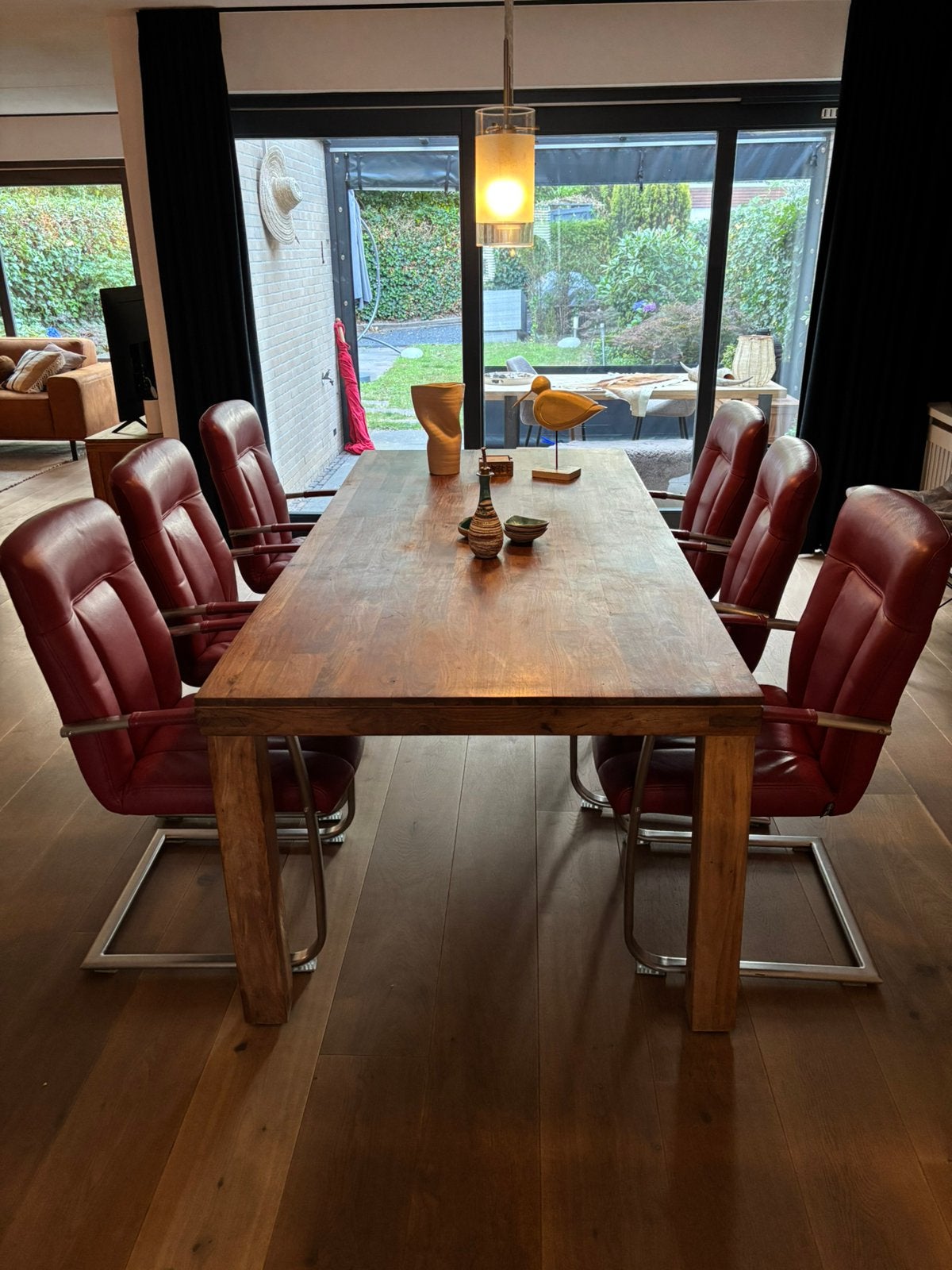 Set van 6 HendersHazel "Margrit" design eetkamerstoelen leer, Huis en Inrichting, Fauteuils, Ophalen, Leer, Zo goed als nieuw