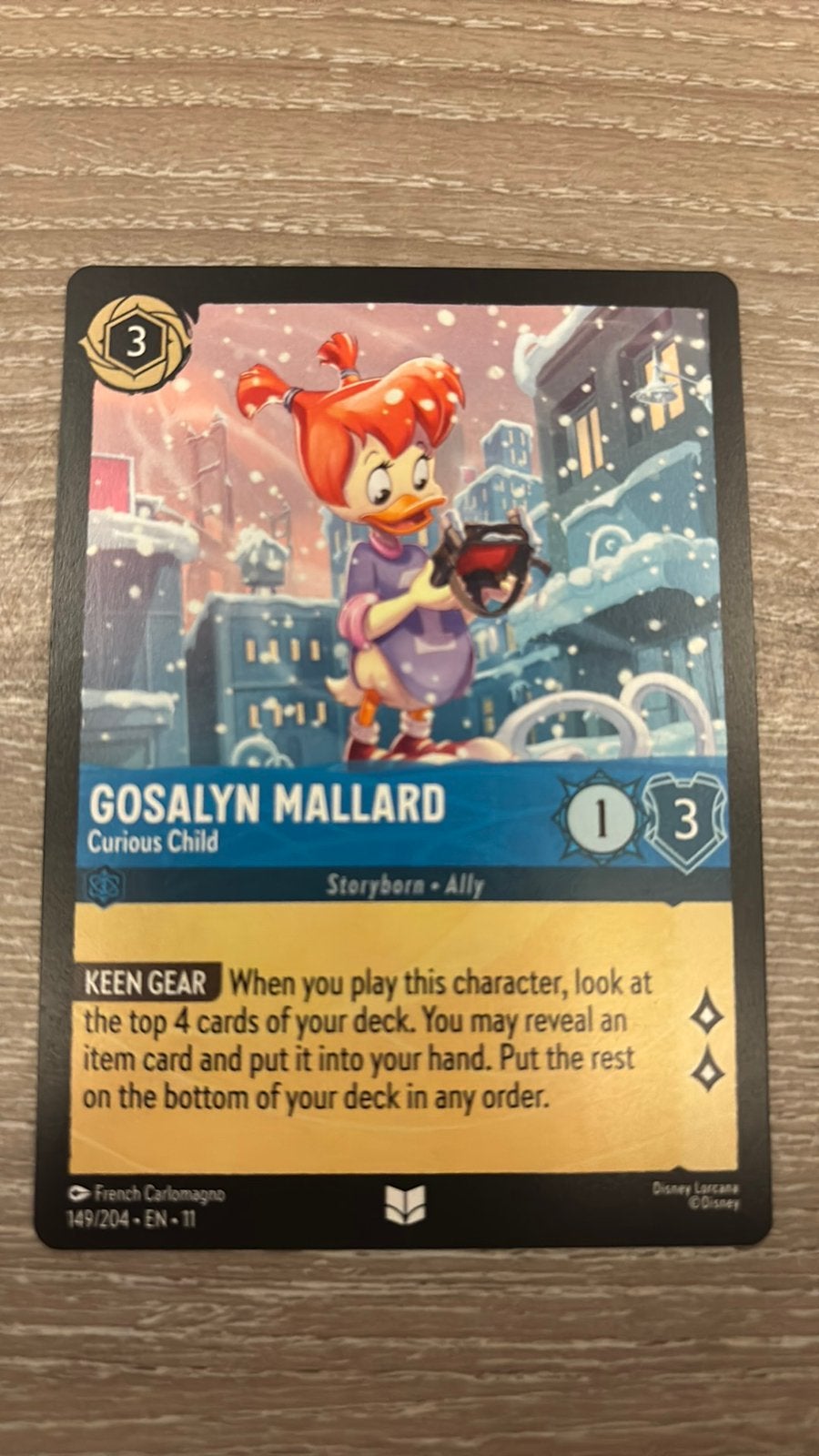 Disney Lorcana Gosalyn Mallard child 149-204 11WSP nonfoil, Ophalen of Verzenden, Zo goed als nieuw, Losse kaart