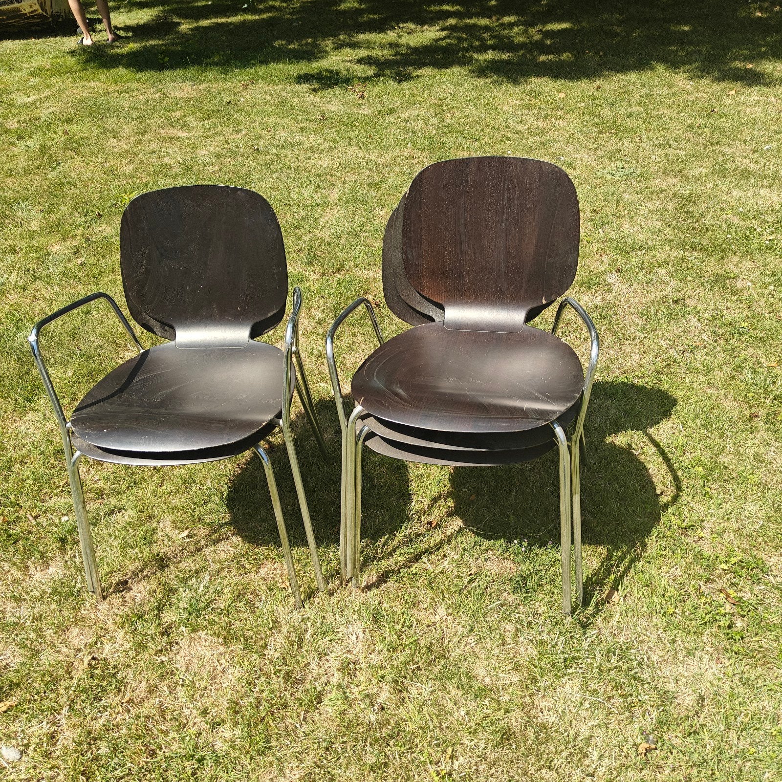 5 stoelen, 2 met armleuning, Ophalen, Gebruikt, Zwart, Vijf, Zes of meer stoelen
