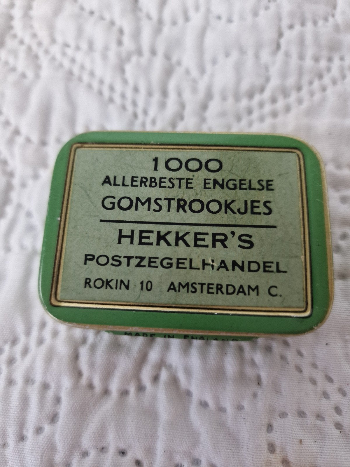 Vintage blikje met 1000 gomstrookjes van Hekker's, Ophalen of Verzenden, Overige typen