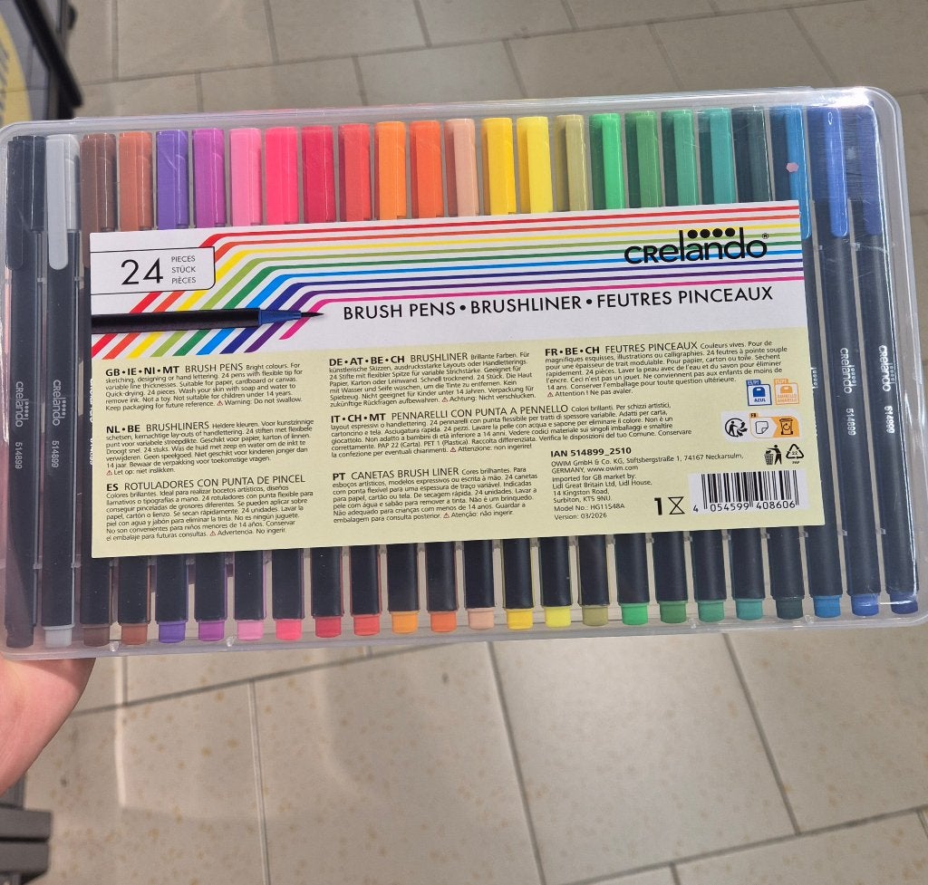 Crelando Brush Pens - 24 kleuren - Nieuw en Ongeopend, Hobby en Vrije tijd, Tekenen, Ophalen of Verzenden, Nieuw, Potlood of Stift