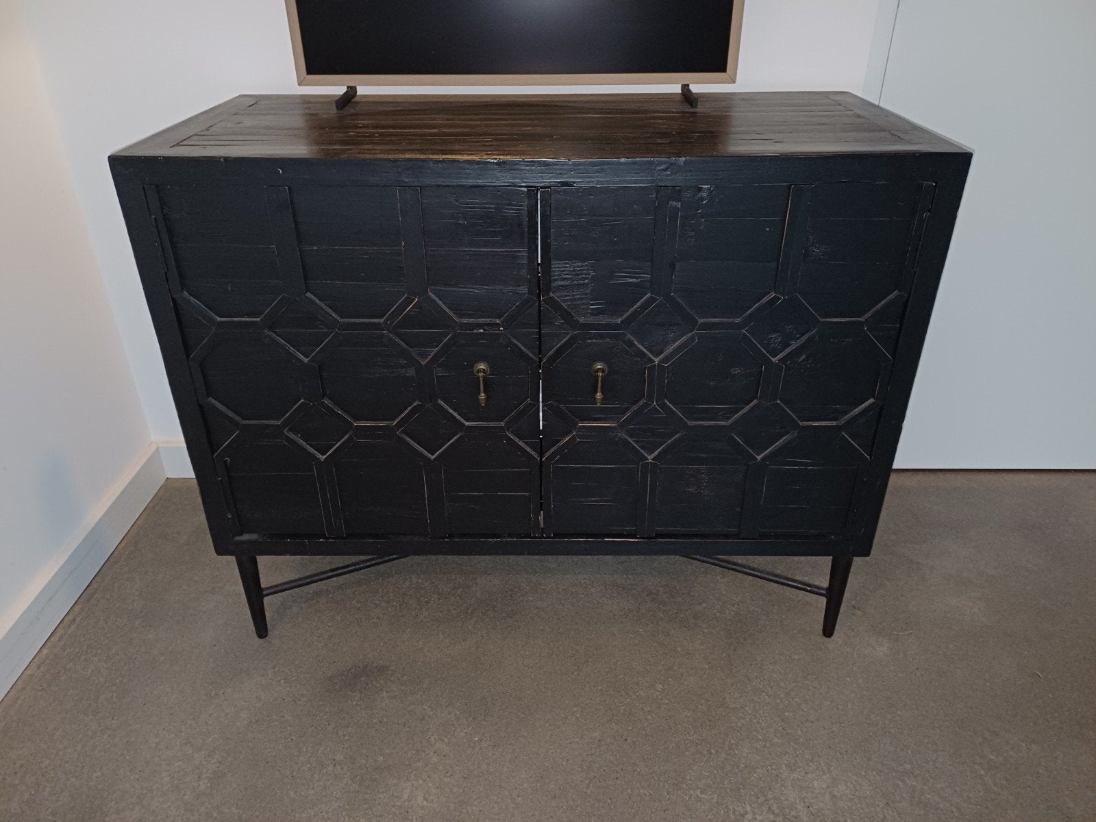 Bequest Dressoir kast Hout Zwart, Ophalen, 25 tot 50 cm, Grenenhout