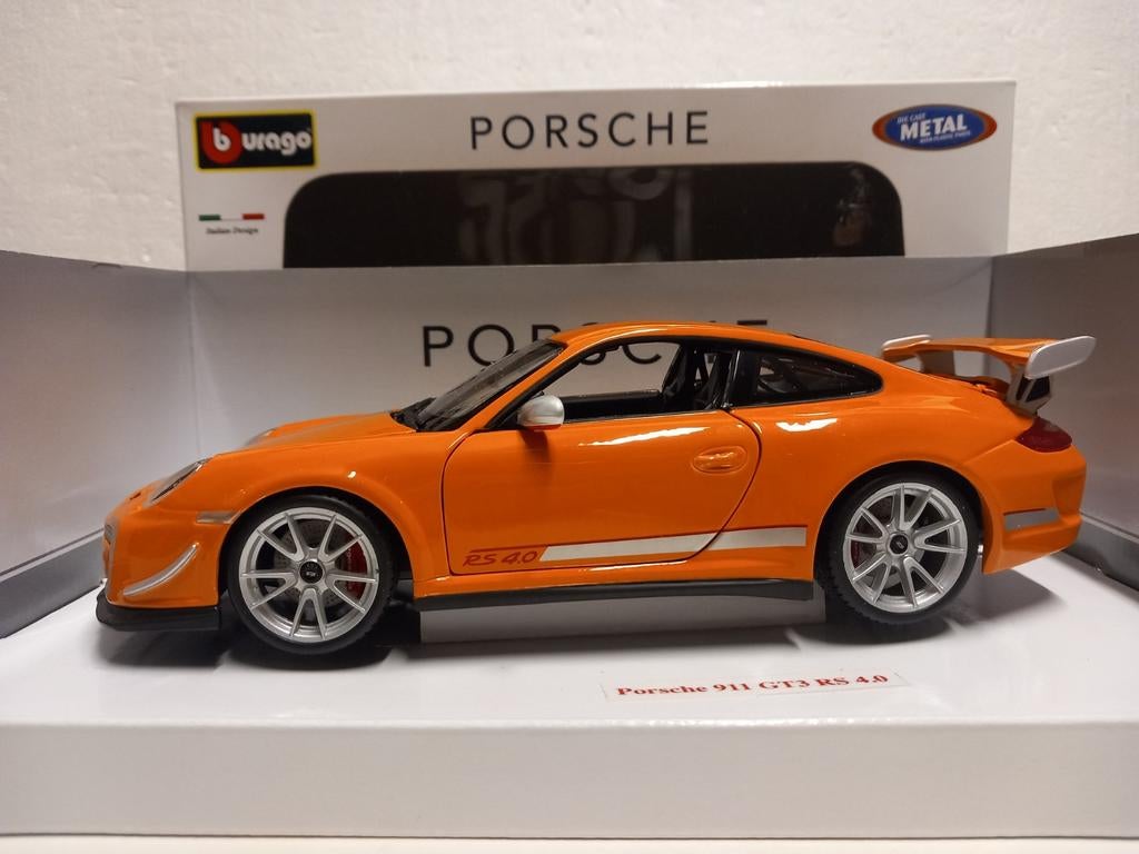 Porsche 911 GT3 orange Bburago metal 1:18 KRD, Ophalen of Verzenden, Zo goed als nieuw, Auto, Overige merken