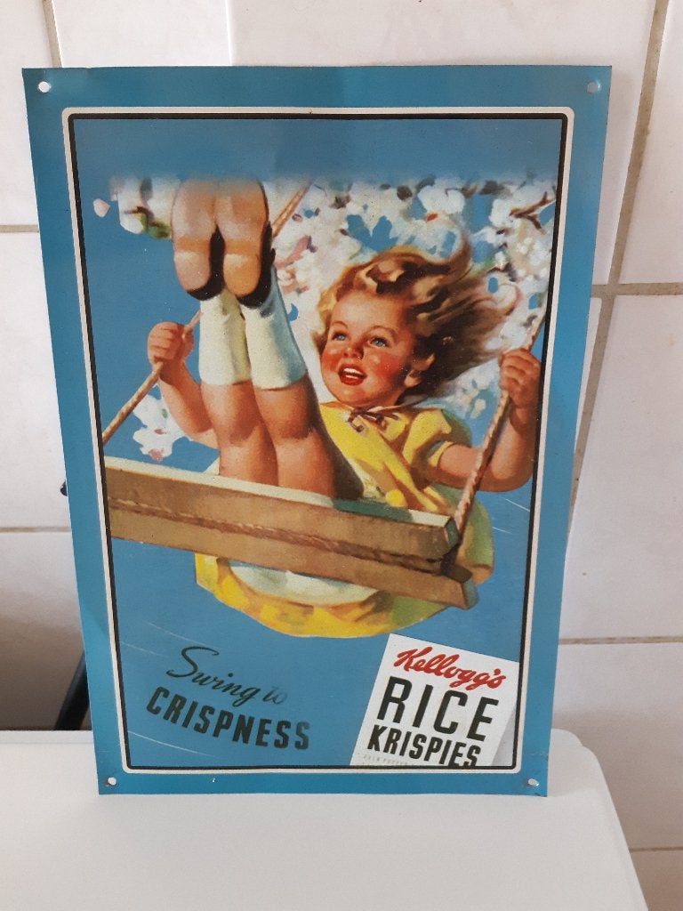 Kellogg's Rice Krispies reproductiebordje, Ophalen of Verzenden, Gebruikt, Reclamebord